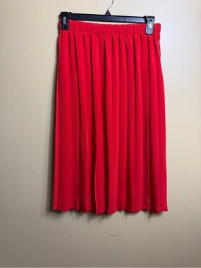 NWT Vintage Susan Bristol Red Pleated Midi Skirt Size 10 Petite Deadstock USA